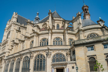 Fototapeta na wymiar Exterior view of the famous Church of St Eustache