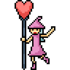 vector pixel art love wizard