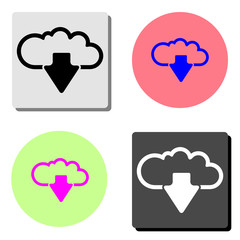 Cloud download. flat vector icon
