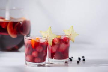  Delicious red sangria cocktail with fruits 