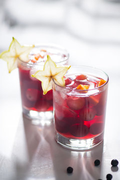  Delicious red sangria cocktail with fruits 