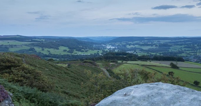 Turning time lapse from Baslow Edge, Baslow, Peak District National Park, Derbyshire, England, United Kingdom, Europe