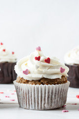 Delicious cupcake for Valentine Day close-up