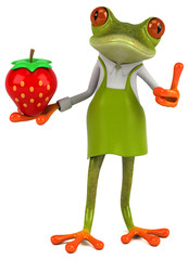 Obraz na płótnie Canvas Fun frog gardener - 3D Illustration