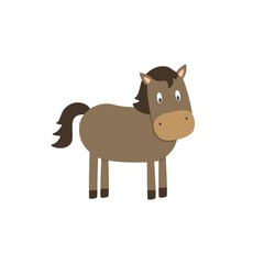 Cute horse on white background. Vector illustration.