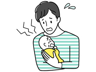 赤ちゃんが泣き止まずに困るパパ