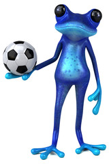 Fun blue frog - 3D Illustration