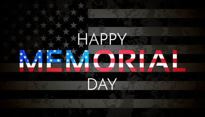 Happy Memorial Day Background. USA Flag on dark background.