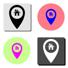 Map pointer house. Home location marker. flat vector icon