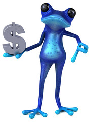 Fun blue frog - 3D Illustration