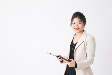 スーツ・女性・白バック