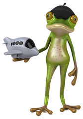 Fun french frog - 3D Illustration