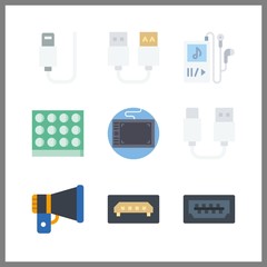 9 portable icon. Vector illustration portable set. tablet and megaphone icons for portable works