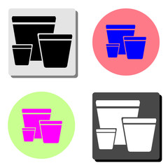 garden pots. flat vector icon