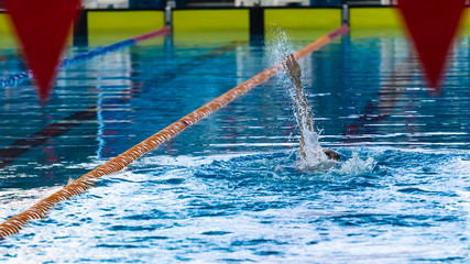 Swimmers compete in the sports pool