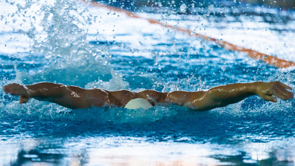 Swimmers compete in the sports pool