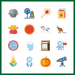 16 field icon. Vector illustration field set. astronaut and kangaroo icons for field works