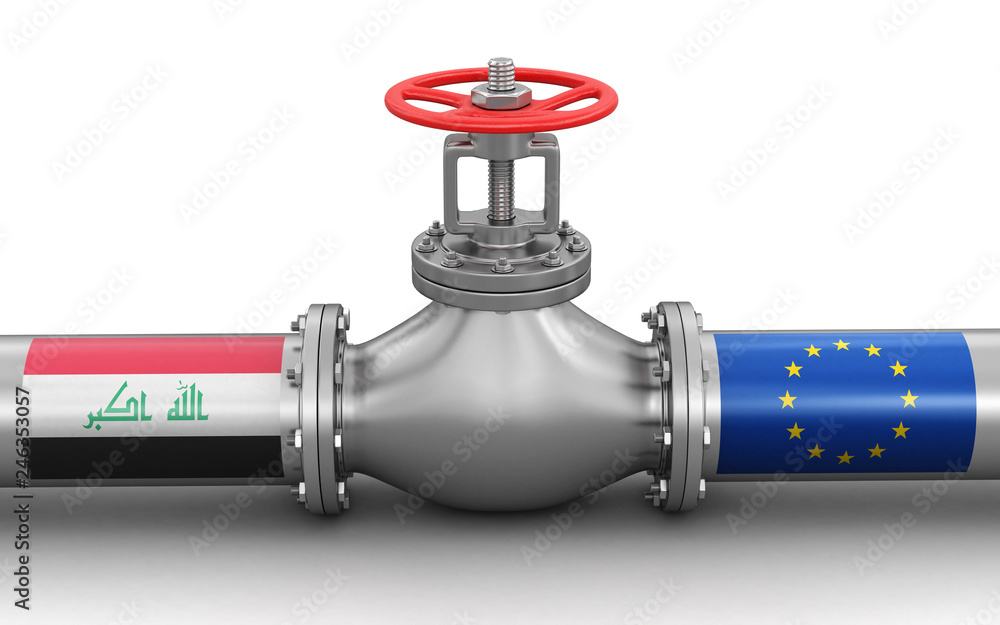 Poster pipeline with flags. image with clipping path