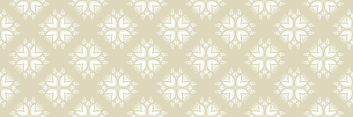 Floral seamless pattern. White on olive green background