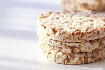 Healthy wheat crackers, crispbreads, grain crackers. The concept of health, diet, proper nutrition. 