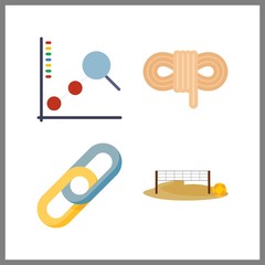 4 line icon. Vector illustration line set. rope and link icons for line works