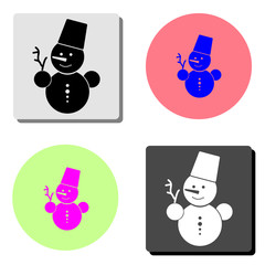 Happy winter snowman. flat vector icon