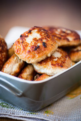 fried meat patties in a ceramic bowl