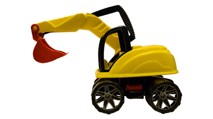 toy wheeled excavator yellow