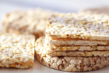 Healthy wheat crackers, crispbreads, grain crackers. The concept of health, diet, proper nutrition. 
