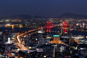 若戸大橋の夜景　北九州市高塔山