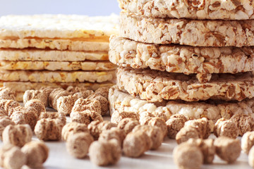 Healthy wheat crackers, crispbreads, grain crackers. The concept of health, diet, proper nutrition. 