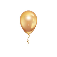 Realistic golden balloon isolated on white background. Vector illustration.