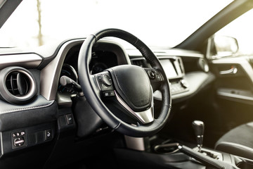 Hybrid car dashboard speedometer .