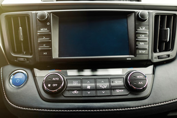 Hybrid car dashboard speedometer .