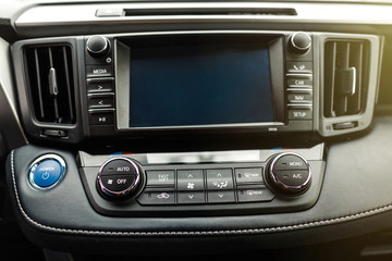 Hybrid car dashboard speedometer .