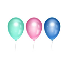Three colorful balloons isolated on white background. Vector element