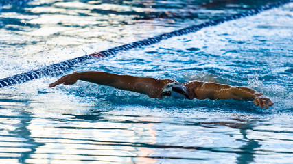 Swimmers compete in the sports pool