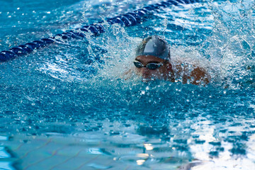 Swimmers compete in the sports pool