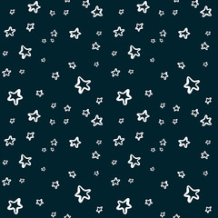 Seamless Pattern With Hand Drawn White Stars
