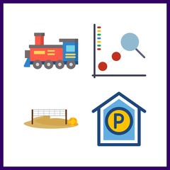 Obraz premium 4 line icon. Vector illustration line set. line chart and locomotive icons for line works