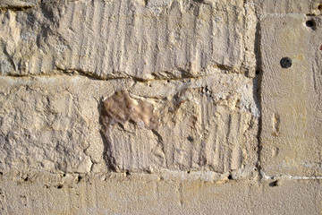 Old restored stone exterior wall detail full frame background