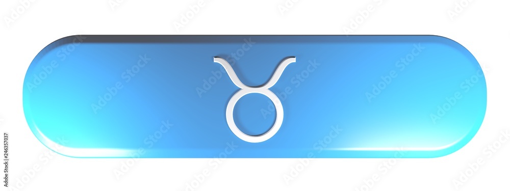 Aufkleber zodiac taurus icon blue rounded rectangle push button - 3d rendering illustration