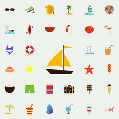 sailboat flat icon. colored Summer icons universal set for web and mobile