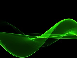 Abstract Light green wave on black background