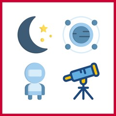 4 astronomy icon. Vector illustration astronomy set. orbit and astronaut icons for astronomy works