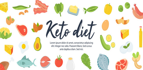 Ketogenic diet food, high healthy fats. Web banner