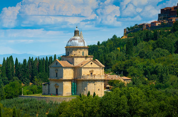 Fototapeta na wymiar San Biagio church outside Montepulciano, Tuscany, Italy
