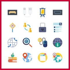 16 information icon. Vector illustration information set. pay per click and newspaper icons for information works