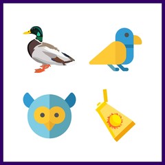 4 orange icon. Vector illustration orange set. duck and bird icons for orange works