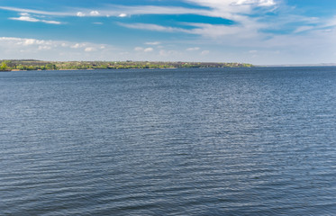 Landscape with Dnipro river at spring season in central Ukraine